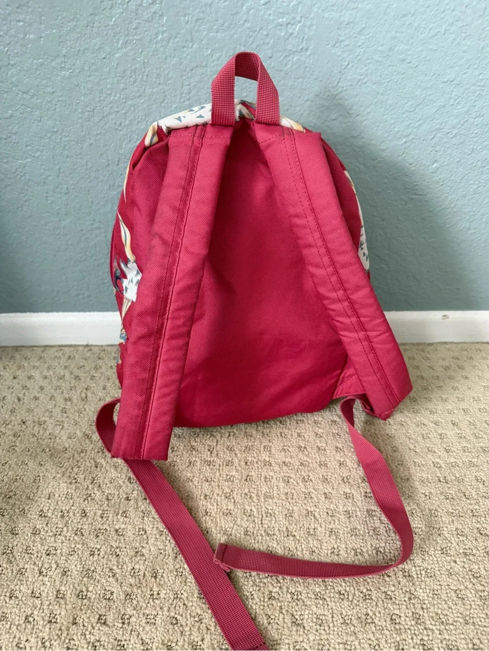 Roxy Floral Raspberry Mini Backpack Purse Hawaiian Floral Print